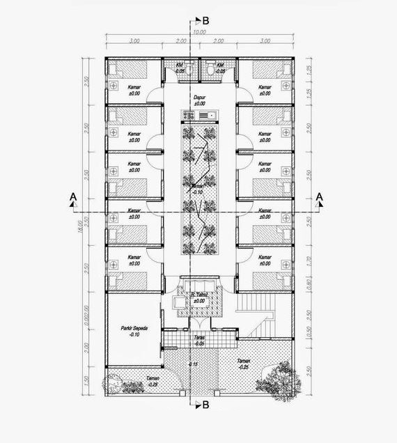 desain rumah kost 8 kamar