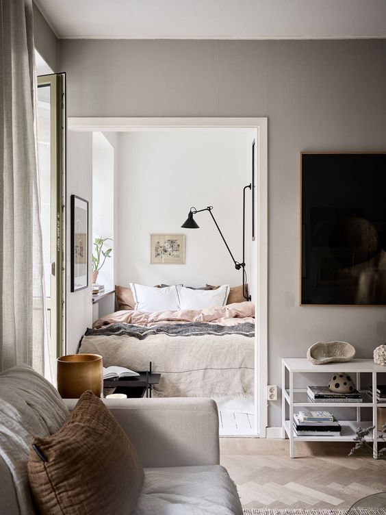 desain kamar apartemen Scandinavia Modern