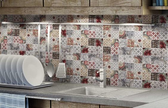 motif keramik dinding dapur mozaik